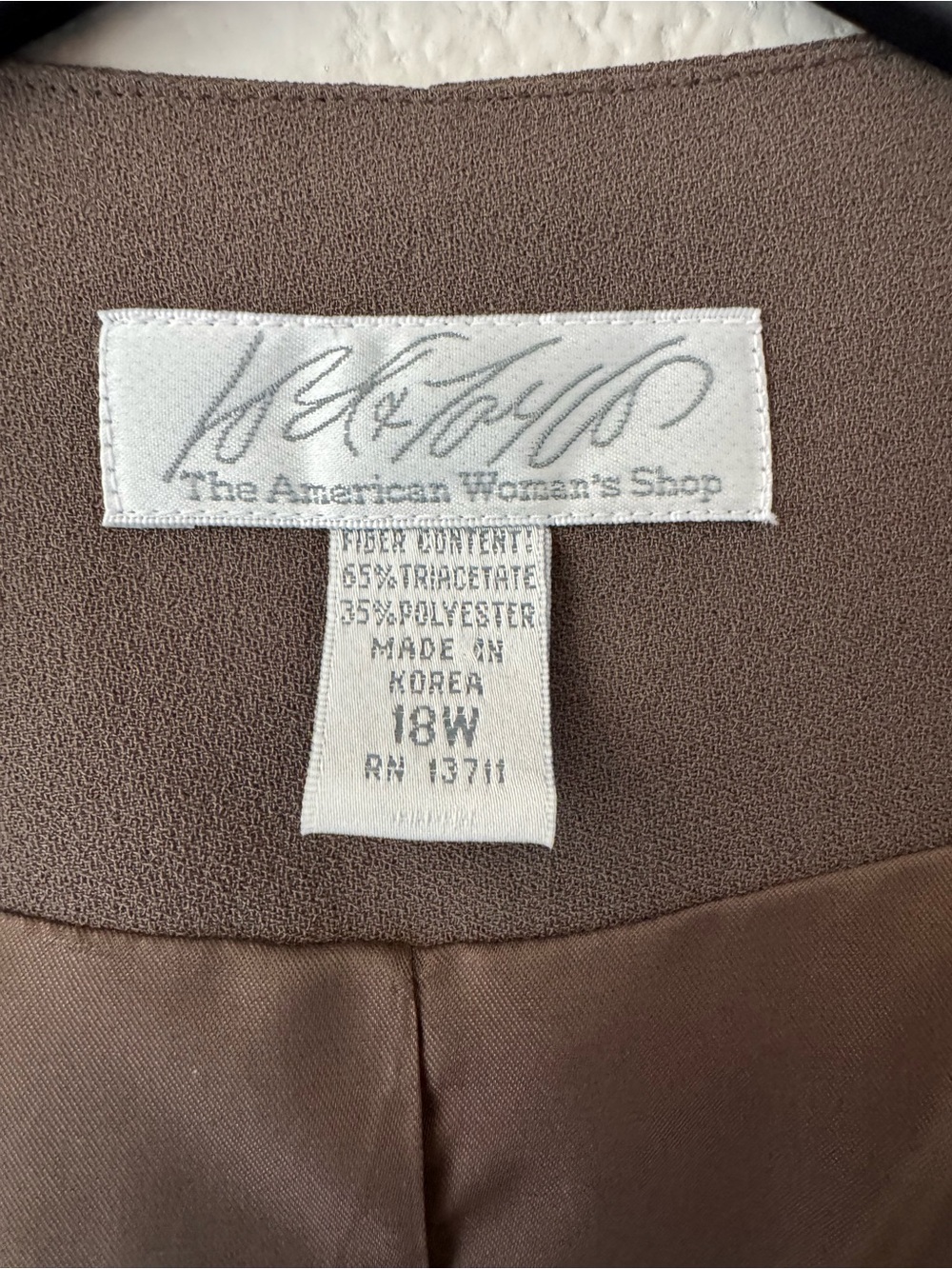 Vintage Sleeveless V-Neck Button Front Vest - Brown Lord & Taylor 18W Workwear - Picture 2 of 5